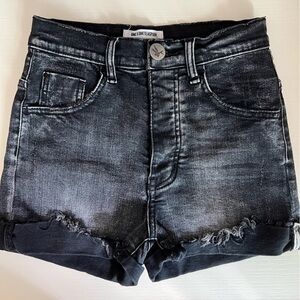 One Teaspoon Black Distressed High Waist Harlets Denim Shorts